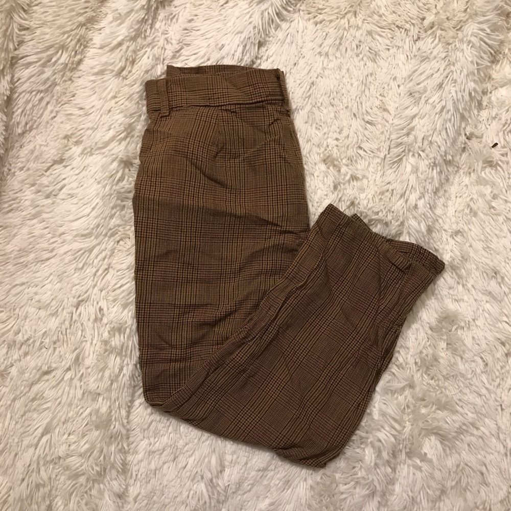 High waisted plaid pants